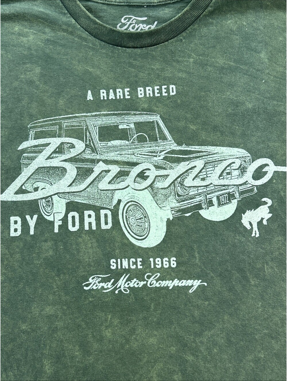 Vintage 80s Ford Bronco Rare Breed Green Acid Washed Short Sleeve T-Shirt